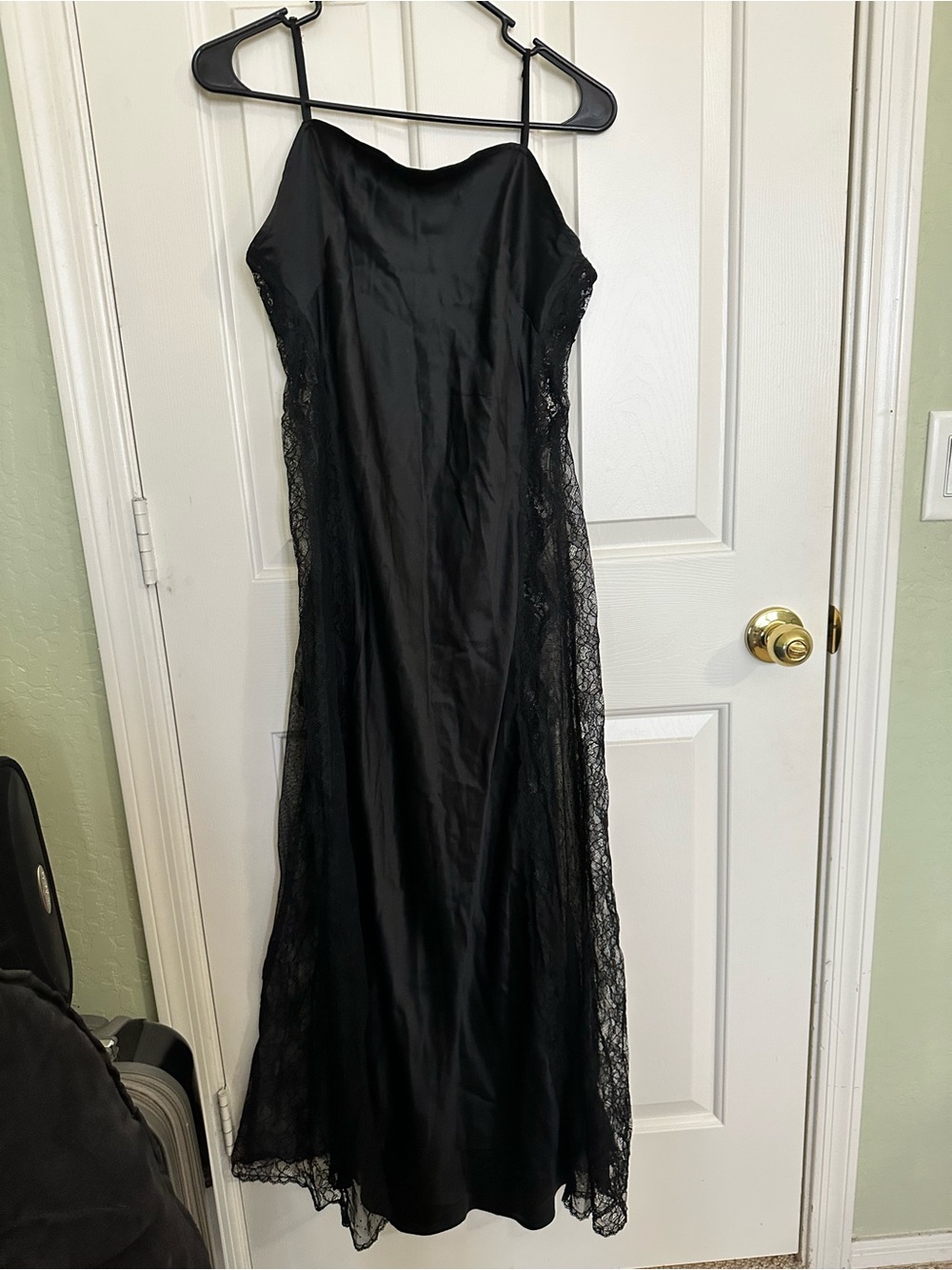 Victoria's Secret Black Lace Trim Slip Maxi Dress/nightgown